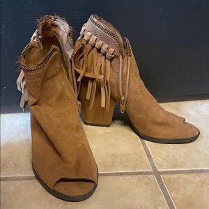 DV by Dolce Vita Brown Fringe Ankle Booties